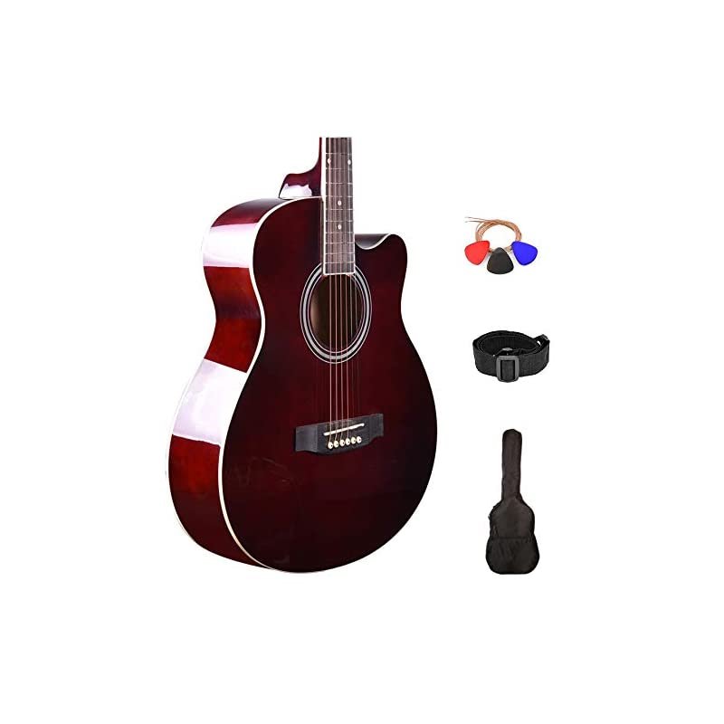 Frontier Red Wine Acoustic 40`` Guitar with Combo.